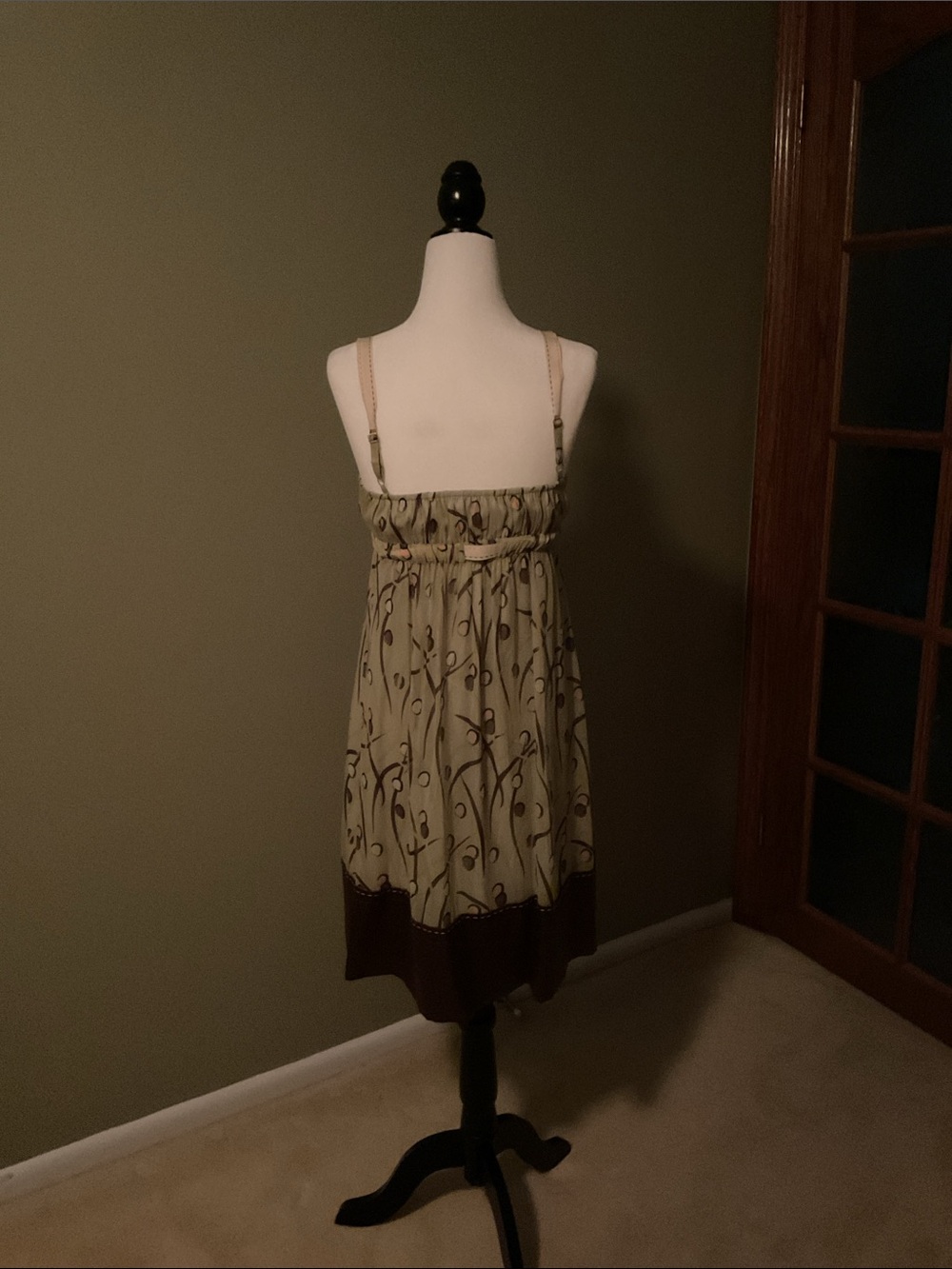 BCBG Max Azria Sage Green Abstract Print Empire Waist Dress Size XS - Picture 5 of 9